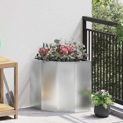 Vidaxl hoek plantbak zilver 45 x 45 x 50 cm gegalvaniseerd staal