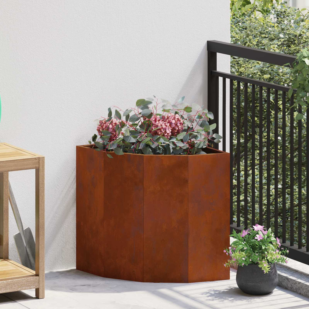 Vidaxl hoek plantbak roestig 45 x 45 x 50 cm cortenstaal