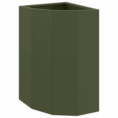 Vidaxl hoek plantbak olijfgroen 30 x 30 x 50 cm staal