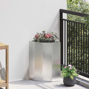 Vidaxl hoek plantbak zilver 30 x 30 x 50 cm roestvrij staal - afbeelding 1