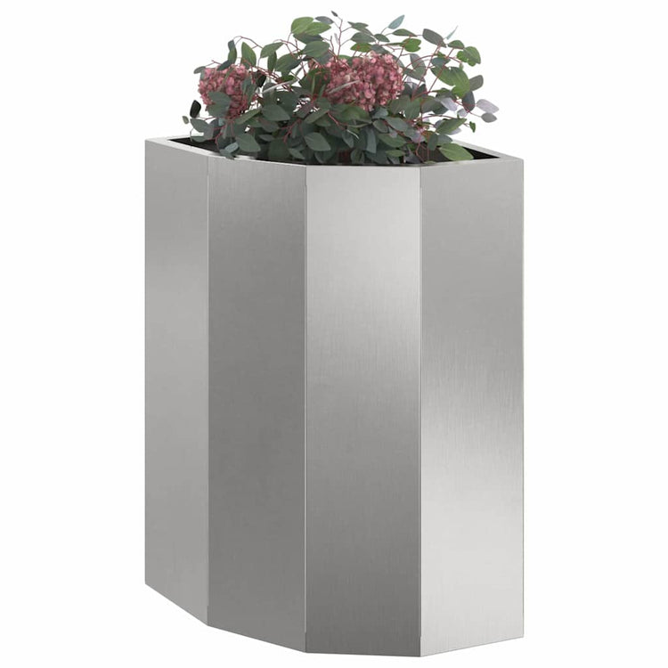Vidaxl hoek plantbak zilver 30 x 30 x 50 cm roestvrij staal