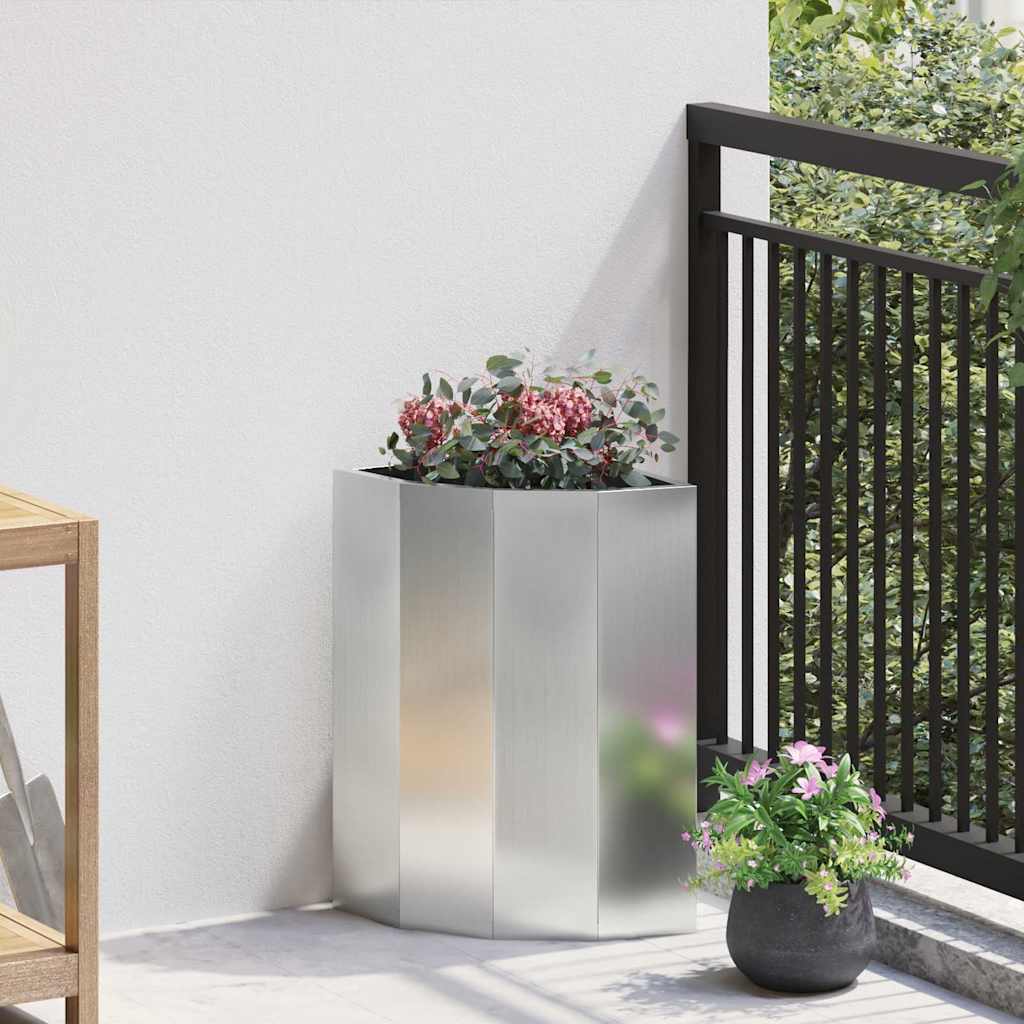 Vidaxl hoek plantbak zilver 30 x 30 x 50 cm verzinkt staal