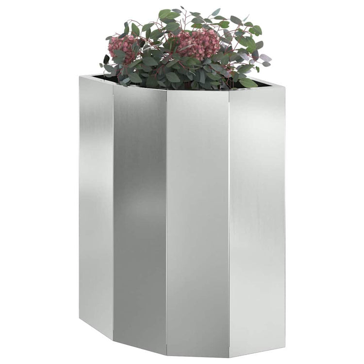 Vidaxl hoek plantbak zilver 30 x 30 x 50 cm verzinkt staal