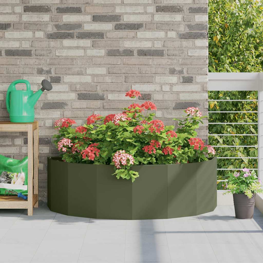 Vidaxl plantenbak olijf groen 120 x 60 x 35 cm staal