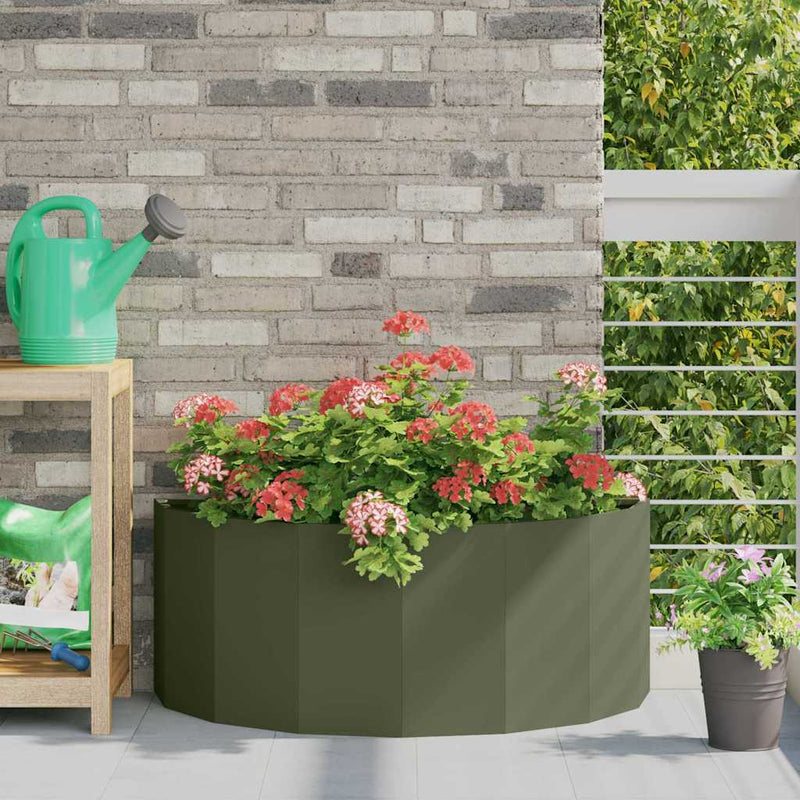 Vidaxl plantenbak olijf groen 90 x 45 x 35 cm staal