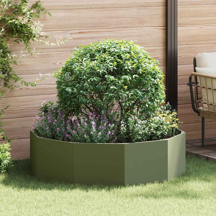 Vidaxl plantenbak olijf groen 120 x 120 x 35 cm staal