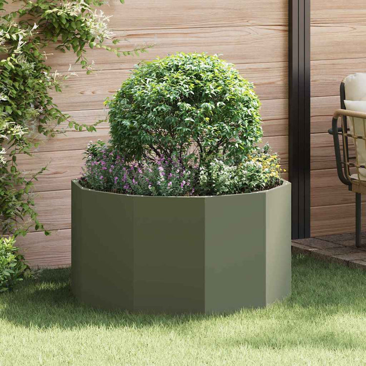 Vidaxl plantenbak olijf groen 90 x 90 x 50 cm staal