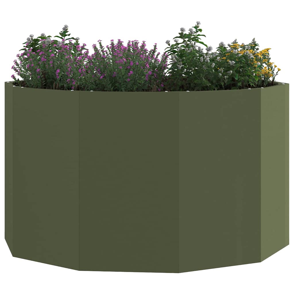 Vidaxl plantenbak olijf groen 90 x 90 x 50 cm staal