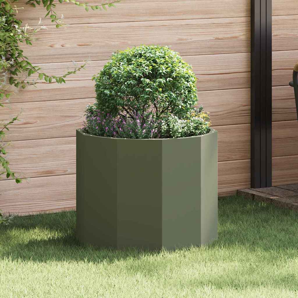Vidaxl plantenbak olijf groen 60 x 60 x 50 cm staal