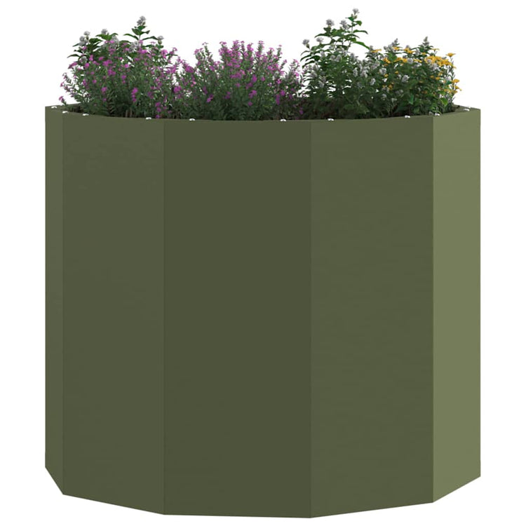 Vidaxl plantenbak olijf groen 60 x 60 x 50 cm staal