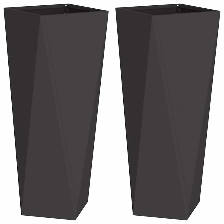 Vidaxl plantenbak 2 st zwart 30 x 30 x 75 cm staal