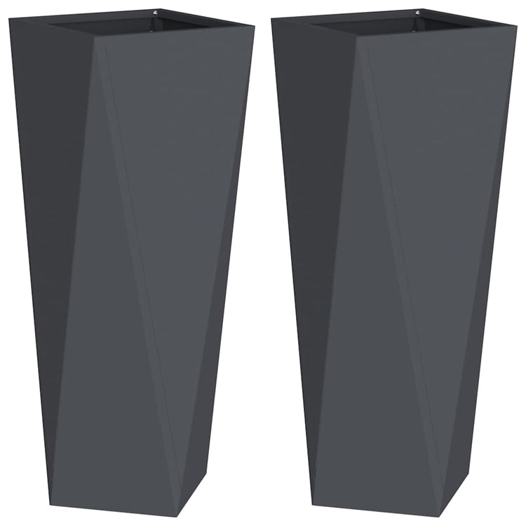 Vidaxl plantenbak 2 st antraciet 30 x 30 x 75 cm staal