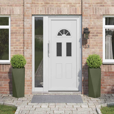 Vidaxl plantenbak 2 st olijf groen 30 x 30 x 75 cm staal