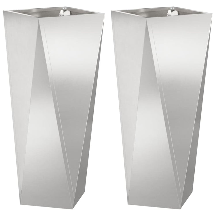 Vidaxl plantenbak 2 st zilver 30 x 30 x 75 cm roestvrij staal