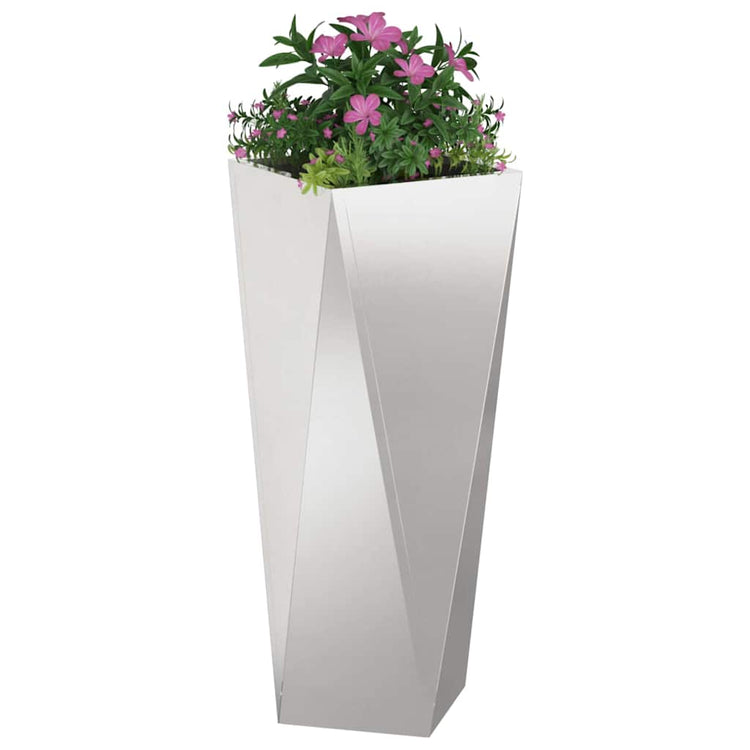 Vidaxl plantenbak 2 st zilver 30 x 30 x 75 cm roestvrij staal