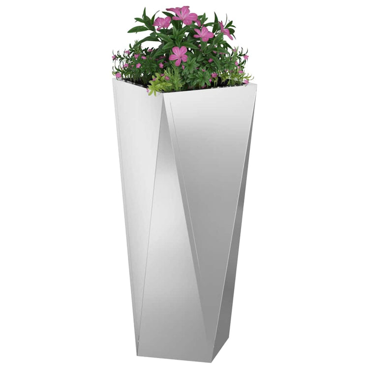 Vidaxl plantenbak 2 st zilver 30 x 30 x 75 cm gegalvaniseerd staal
