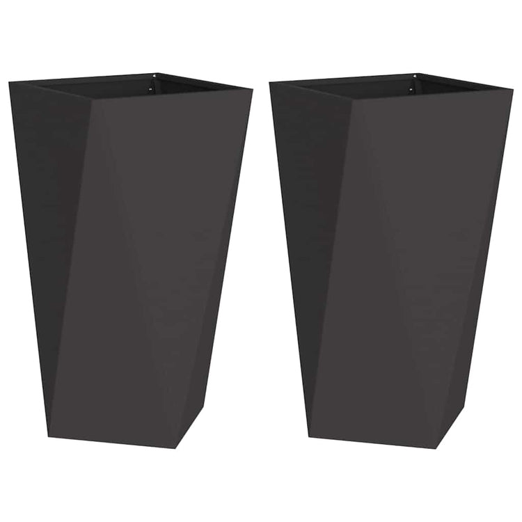 Vidaxl plantenbak 2 st zwart 40 x 40 x 75 cm staal