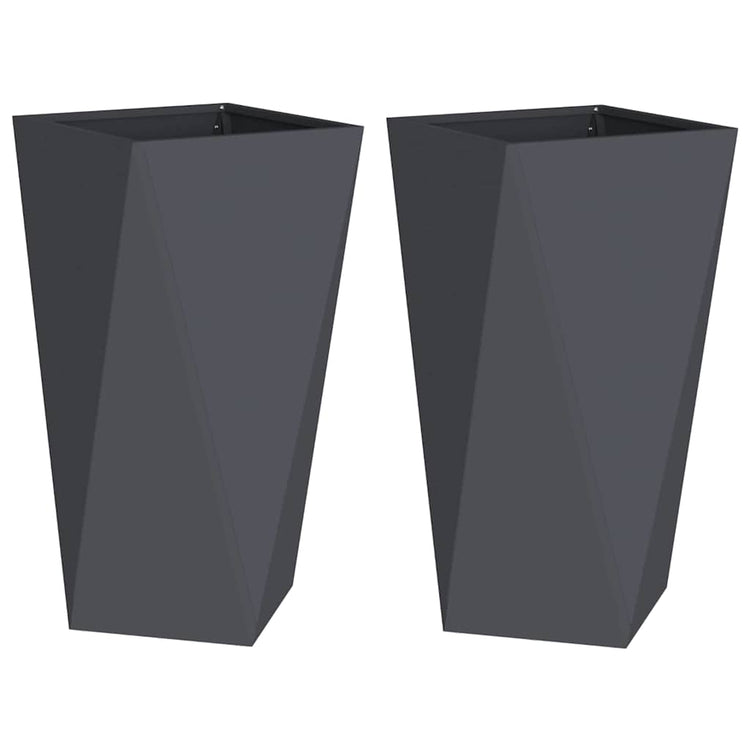 Vidaxl plantenbak 2 st antraciet 40 x 40 x 75 cm staal