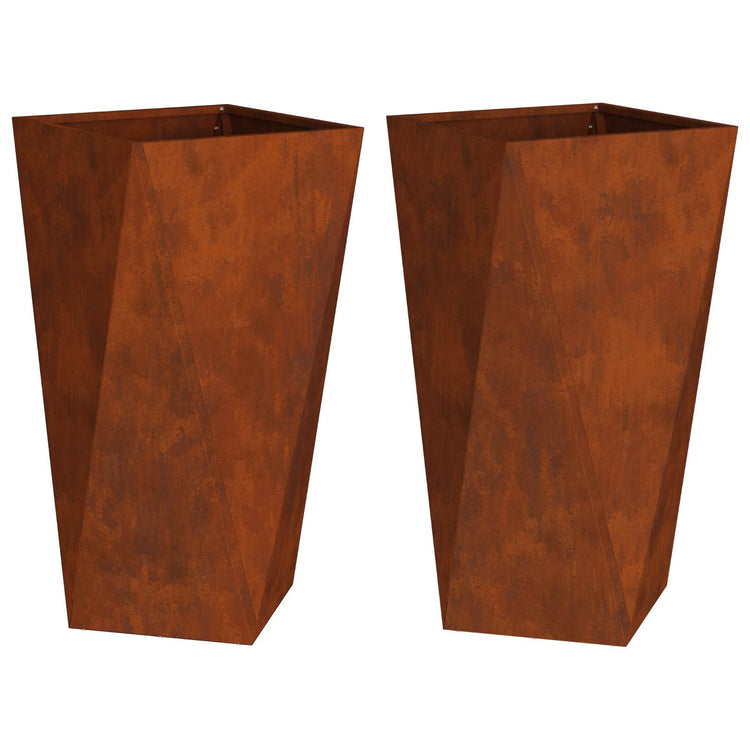 Vidaxl plantenbak 2 st roestig 40 x 40 x 75 cm weervast staal