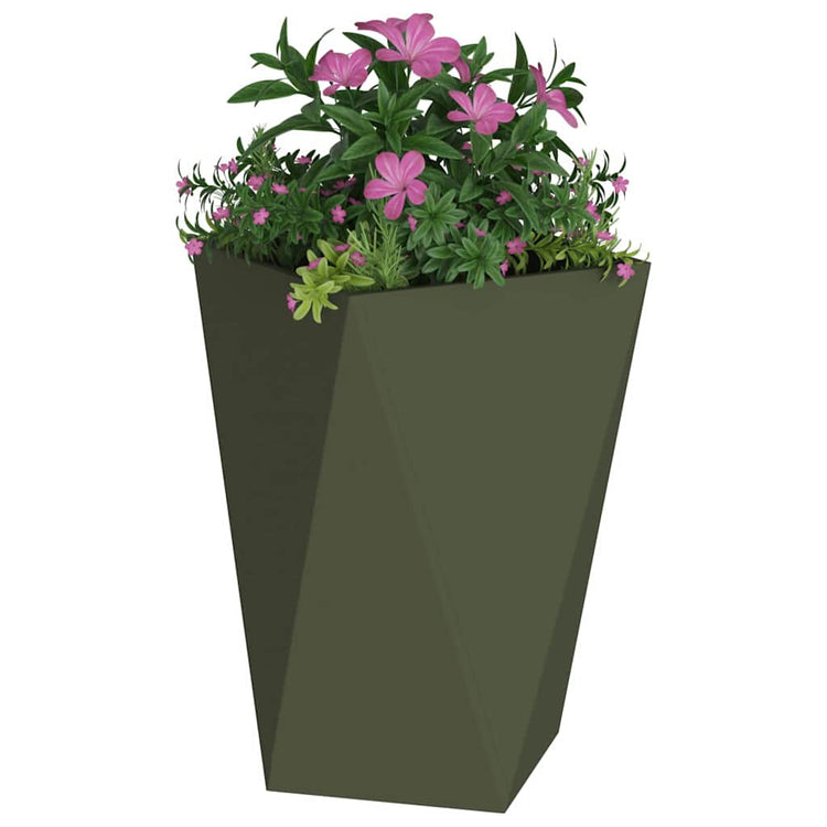 Vidaxl plantenbak 2 st olijf groen 50 x 50 x 75 cm staal
