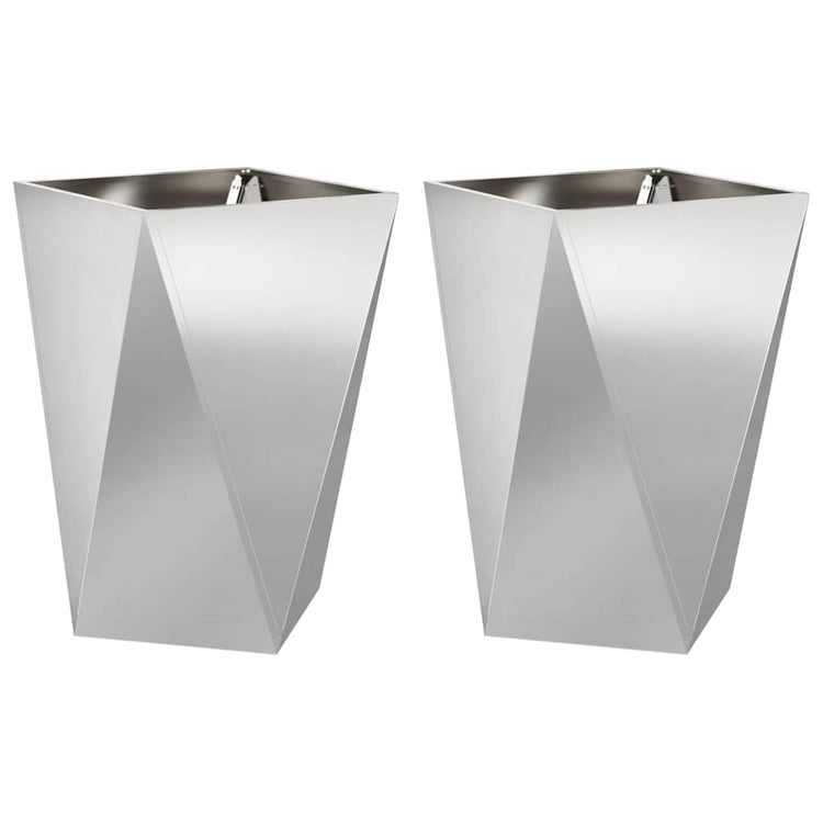 Vidaxl plantenbak 2 st zilver 50 x 50 x 75 cm roestvrij staal