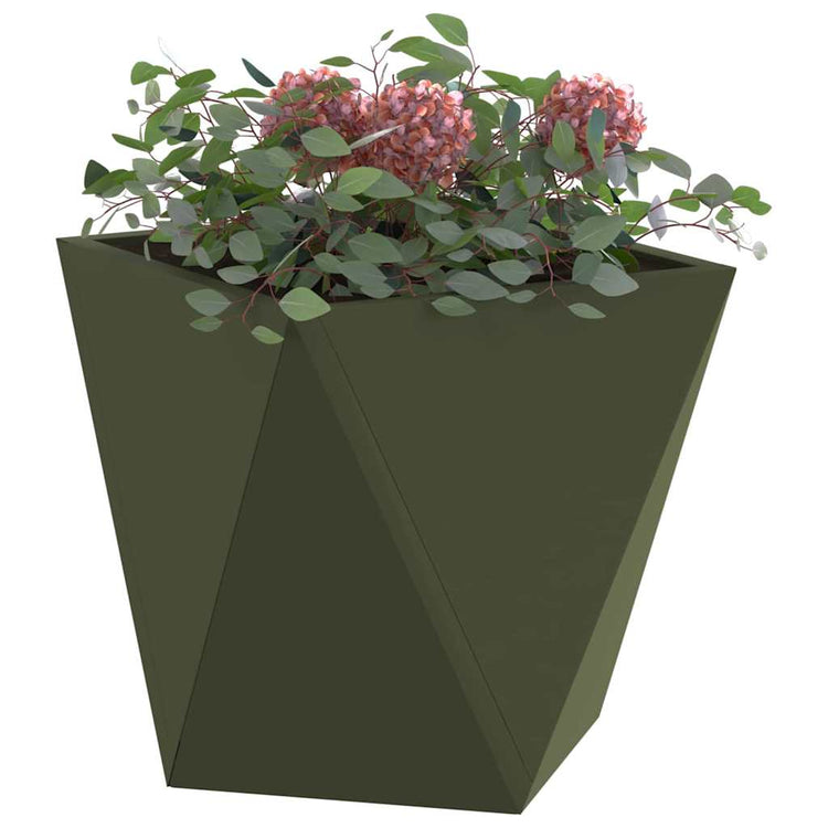 Vidaxl plantenbak 2 st olijf groen 30 x 30 x 30 cm staal