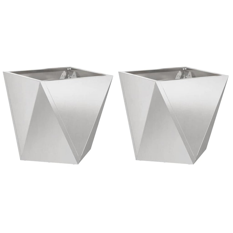 Vidaxl plantenbak 2 st zilver 50 x 50 x 50 cm roestvrij staal