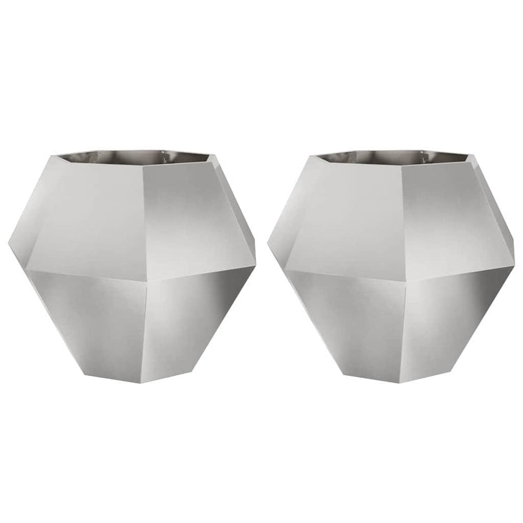 Vidaxl plantenbak 2 st zilver 100 x 100 x 80 cm roestvrij staal