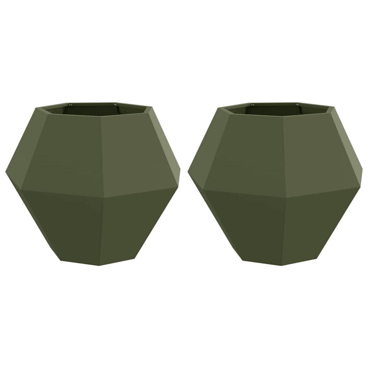Vidaxl plantenbak 2 st olijfgroen 75 x 75 x 60 cm staal