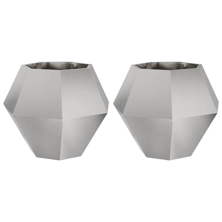 Vidaxl plantenbak 2 st zilver 75 x 75 x 60 cm roestvrij staal
