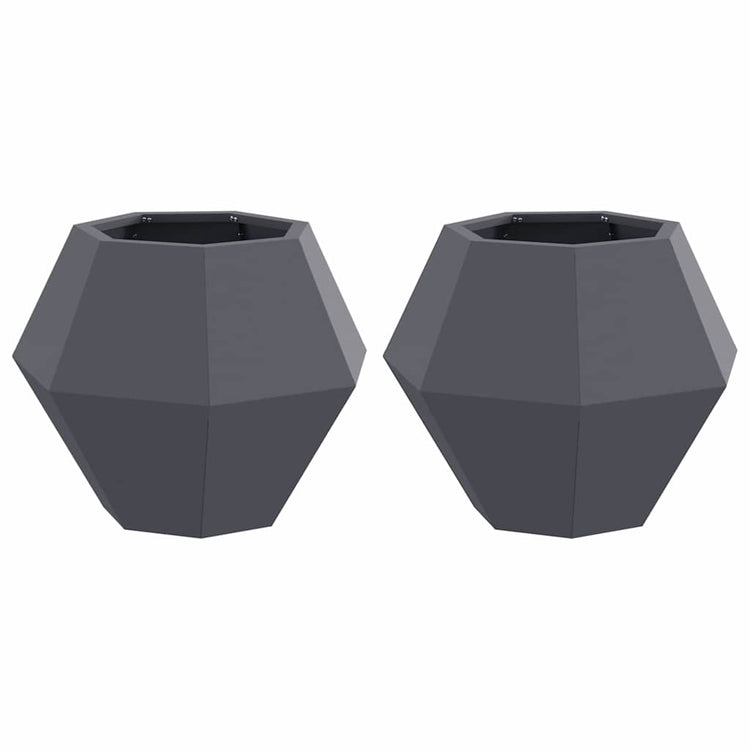 Vidaxl plantenbak 2 st antraciet 50 x 50 x 40 cm staal