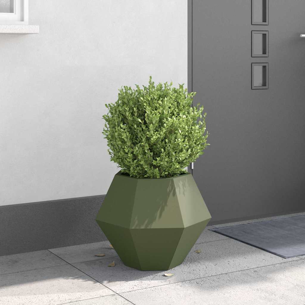 Vidaxl plantenbak olijfgroen 50 x 50 x 40 cm staal
