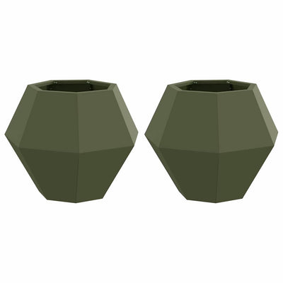 Vidaxl plantenbak 2 st olijfgroen 50 x 50 x 40 cm staal