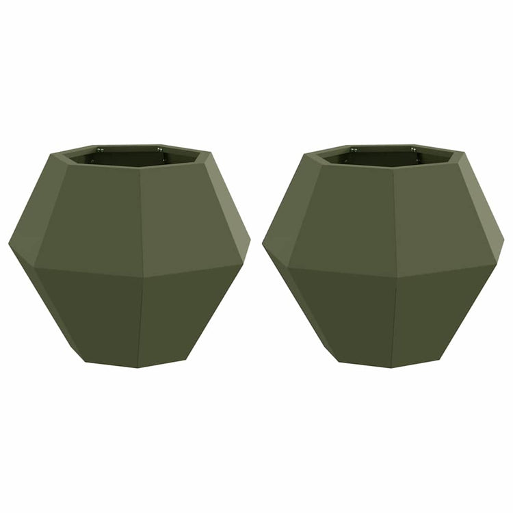 Vidaxl plantenbak 2 st olijfgroen 50 x 50 x 40 cm staal