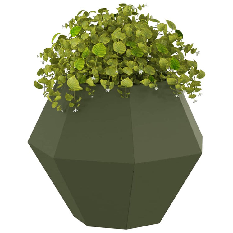 Vidaxl plantenbak 2 st olijfgroen 50 x 50 x 40 cm staal