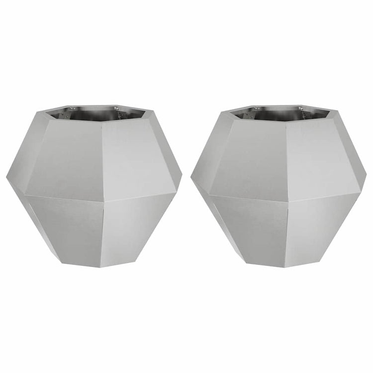 Vidaxl plantenbak 2 st zilver 50 x 50 x 40 cm roestvrij staal