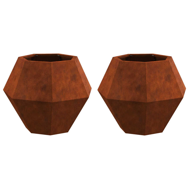Vidaxl plantenbak 2 st roestkleurig 50 x 50 x 40 cm weervast staal