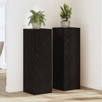 Vidaxl plantenstandaard 2 st zwart eiken 33 x 33 x 100 cm bewerkt hout