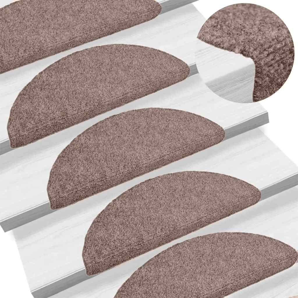 Vidaxl trapmatten zelfklevend 20 stuks 65x21x4 cm lichtbruin halfrond groot
