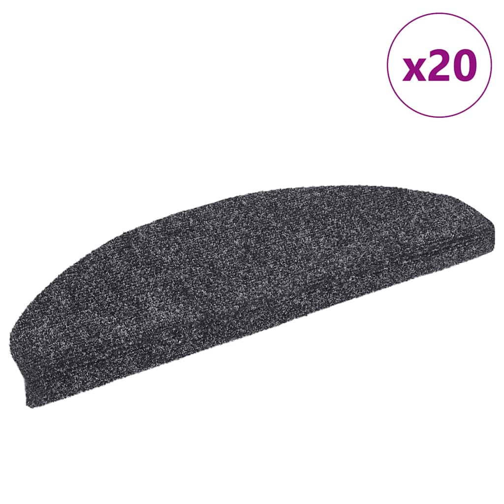 Vidaxl trapmatten zelfklevend 20 stuks 65x21x4 cm donkergrijs
