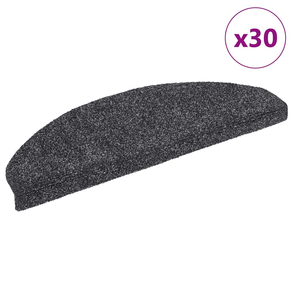 Vidaxl trapmatten zelfklevend 30 stuks 65x21x4 cm donkergrijs