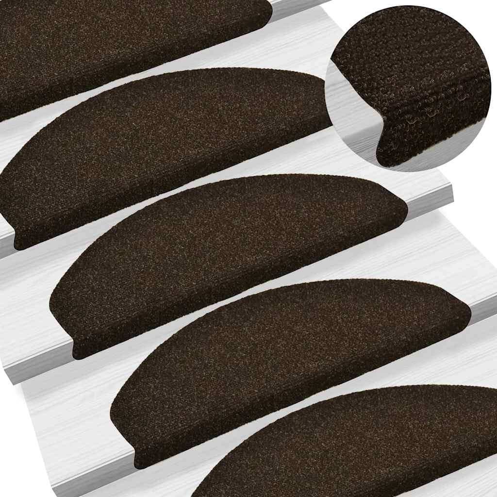 Vidaxl trapmatten zelfklevend 30 stuks 65x21x4 cm donkerbruin