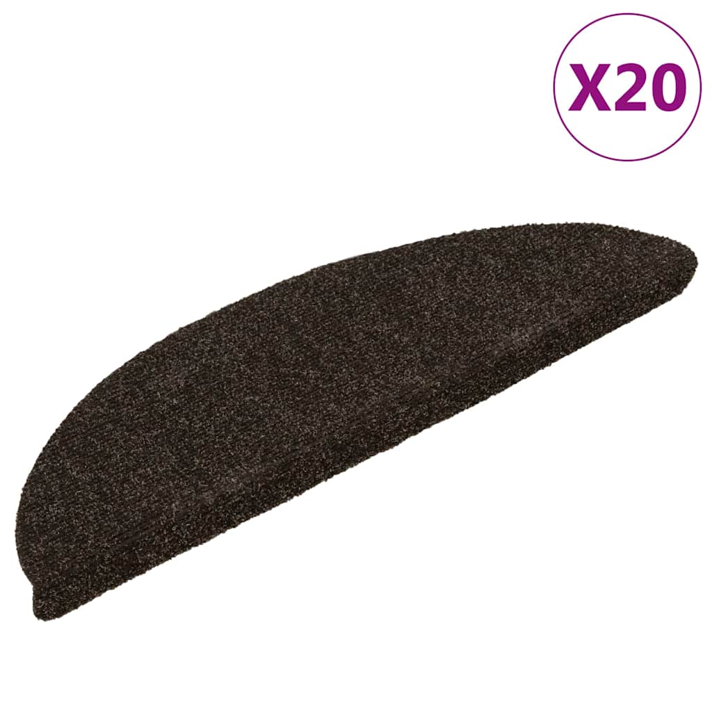 Vidaxl trapmatten zelfklevend 20 stuks 56x17x3 cm donkerbruin halfrond