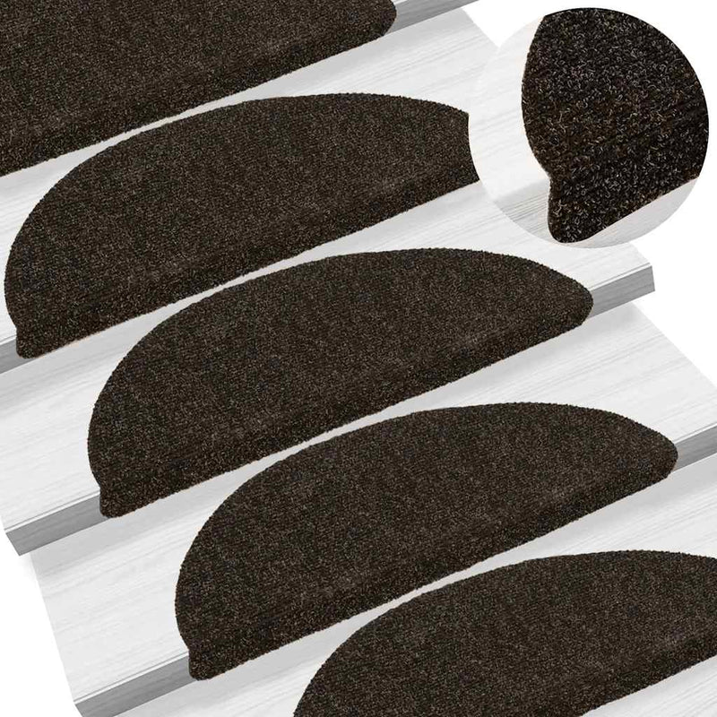 Vidaxl trapmatten zelfklevend 30 stuks 56x17x3 cm donkerbruin halfrond