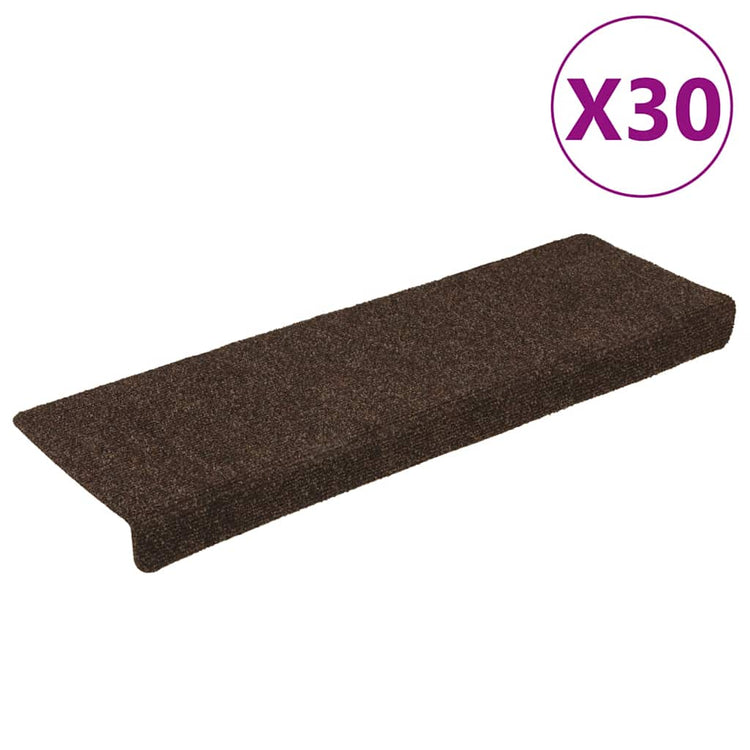 Vidaxl trapmatten zelfklevend 30 stuks 65x21x4 cm bruin rechthoekige rand