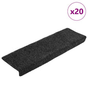 Vidaxl trapmatten zelfklevend 20 stuks 65x21x4 cm zwart rechthoekige rand - afbeelding 1