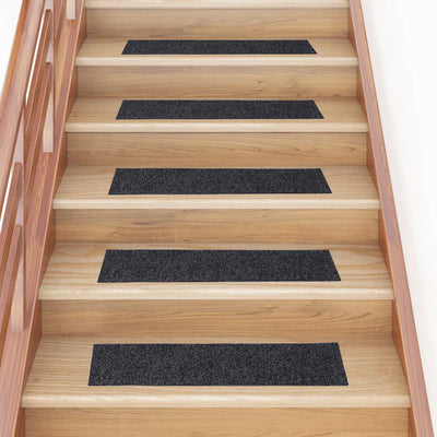Vidaxl trapmatten zelfklevend 30 stuks 76x20 cm donkergrijs rechthoekig