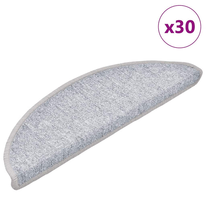 Vidaxl trapmatten 30 st 56x17x3 cm lichtgrijs halfrond