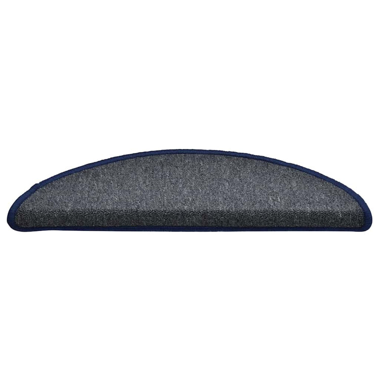 Vidaxl trapmatten 30 st 56x17x3 cm donkergrijs en blauw halfrond