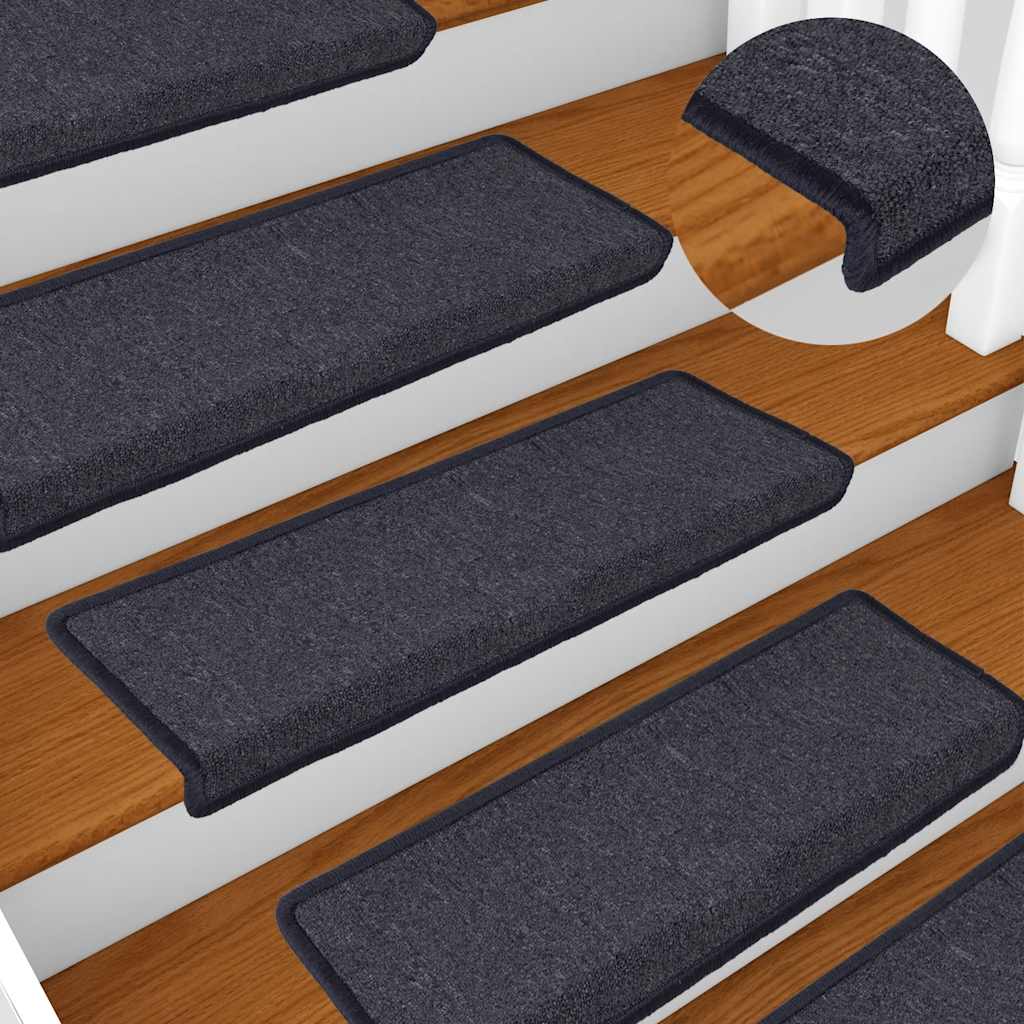 Vidaxl trapmatten 30 st 65x21x4 cm donkergrijs en blauw